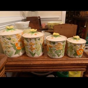 Set of 4 vintage retro ceramic canisters